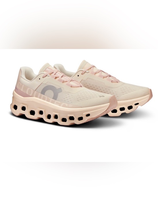 On Running Shoes - On Running Women’s Cloudmonster Sneakers - Pale Pink/Cream
